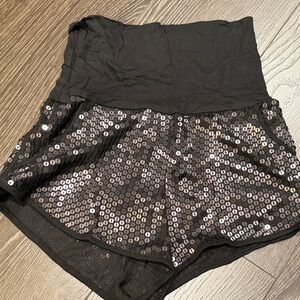BCBGMaxAzria Black Sequin High Waist Shorts
